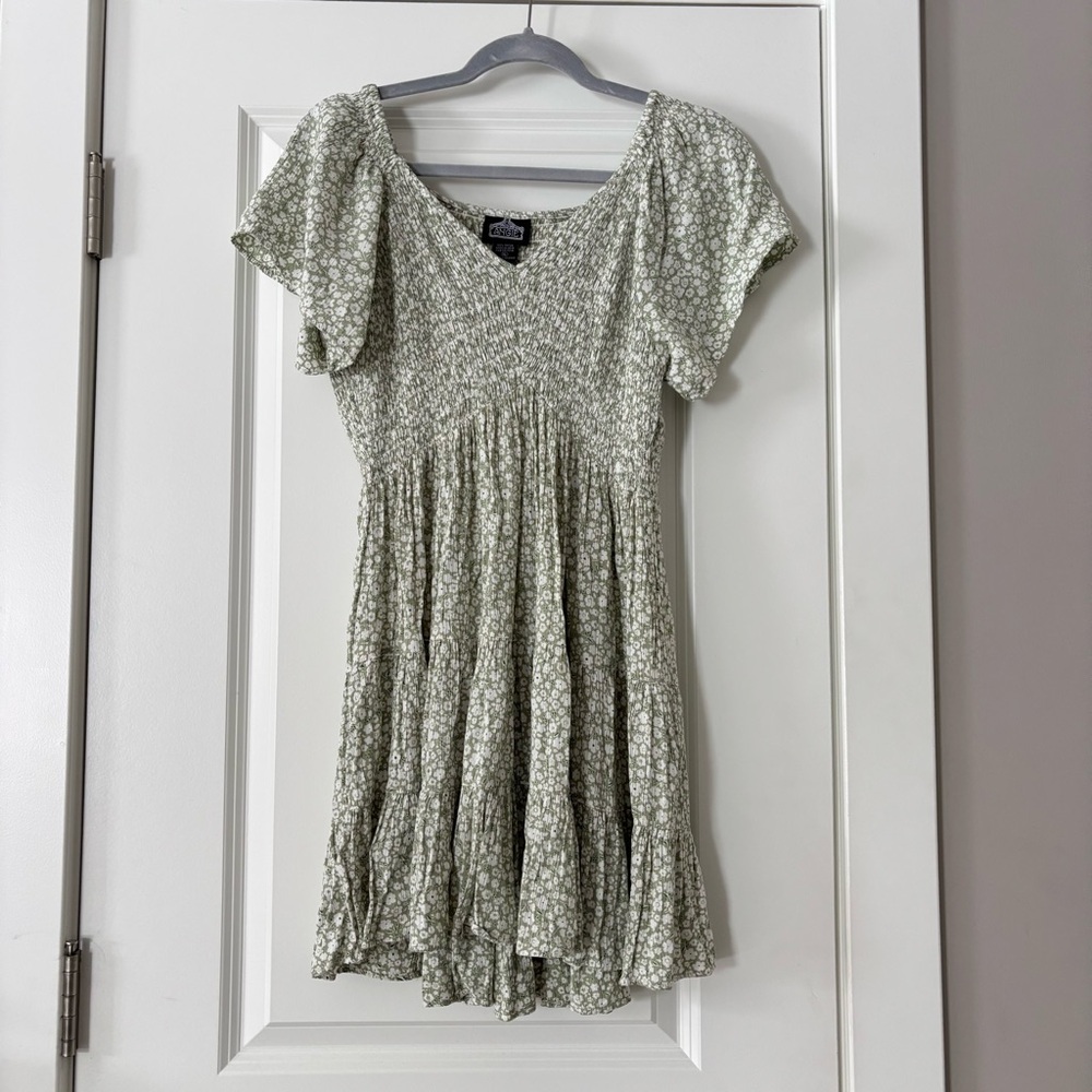 Angie Sage Green Floral Mini Dress